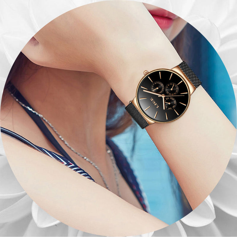 Relógio Minimalista Feminino Lige Original a Prova d'água Conexão Shop 