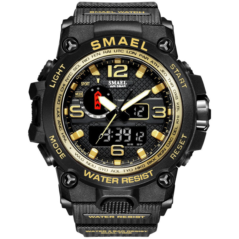 Relógio Smael Militar S-Shock Extreme 1545 Sport Conexão Shop Dourado 