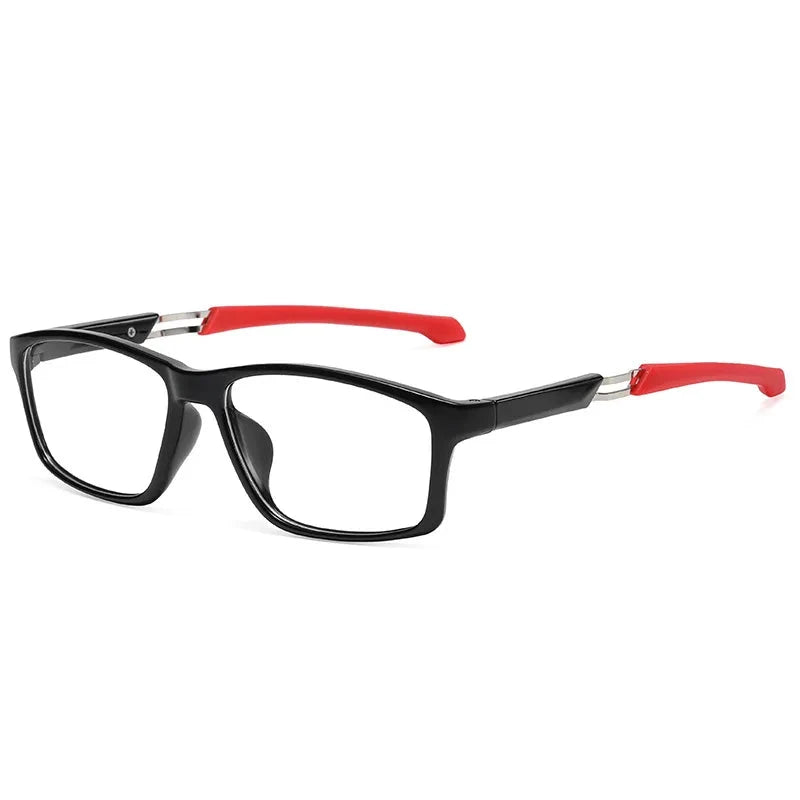 Óculos TR90 Retangular Esportivo Unissex - Leve e Confortável Conexão Shop 0 Preto e Vermelho 
