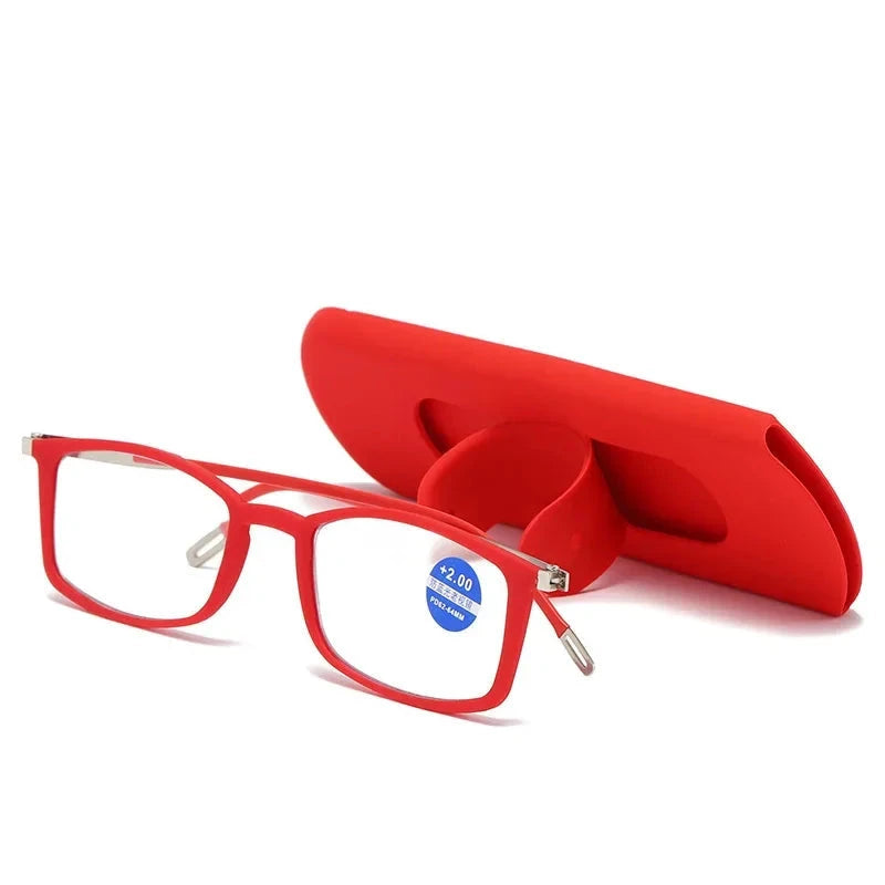 Óculos de Leitura Anti Luz Azul Portátil Ultraleve Conexão Shop Vermelho +100 