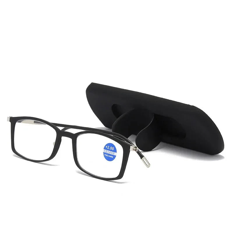 Óculos de Leitura Anti Luz Azul Portátil Ultraleve Conexão Shop Preto +100 