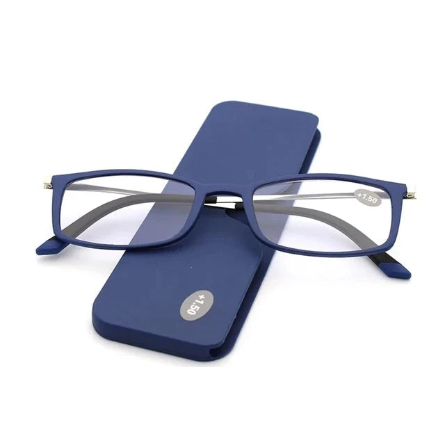 Óculos de Leitura Quadrado TR90 Anti Luz Azul Unissex Conexão Shop Azul +100 