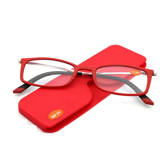 Óculos de Leitura Quadrado TR90 Anti Luz Azul Unissex Conexão Shop Vermelho +100 