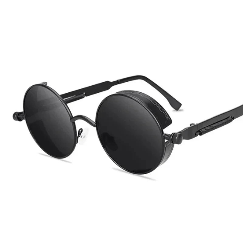Óculos de Sol Steampunk Redondos - Estilo Retro Unissex Conexão Shop Preto 