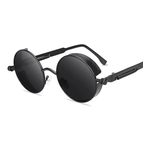 Óculos de Sol Steampunk Redondos - Estilo Retro Unissex Conexão Shop Preto 