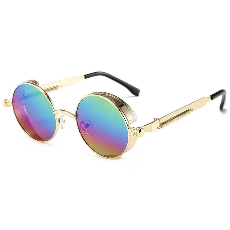 Óculos de Sol Steampunk Redondos - Estilo Retro Unissex Conexão Shop Rainbow 