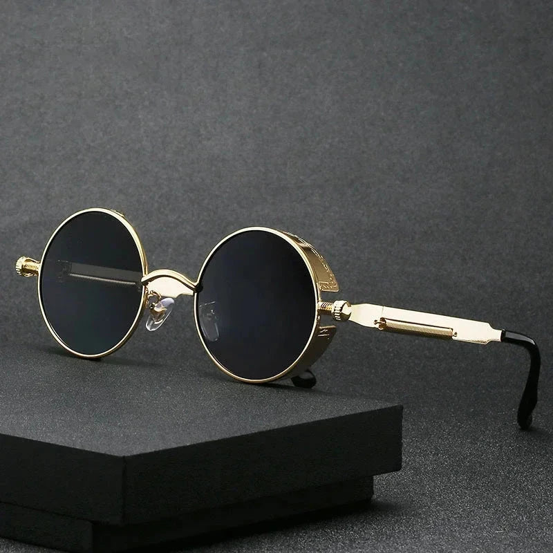 Óculos de Sol Steampunk Redondos - Estilo Retro Unissex Conexão Shop 