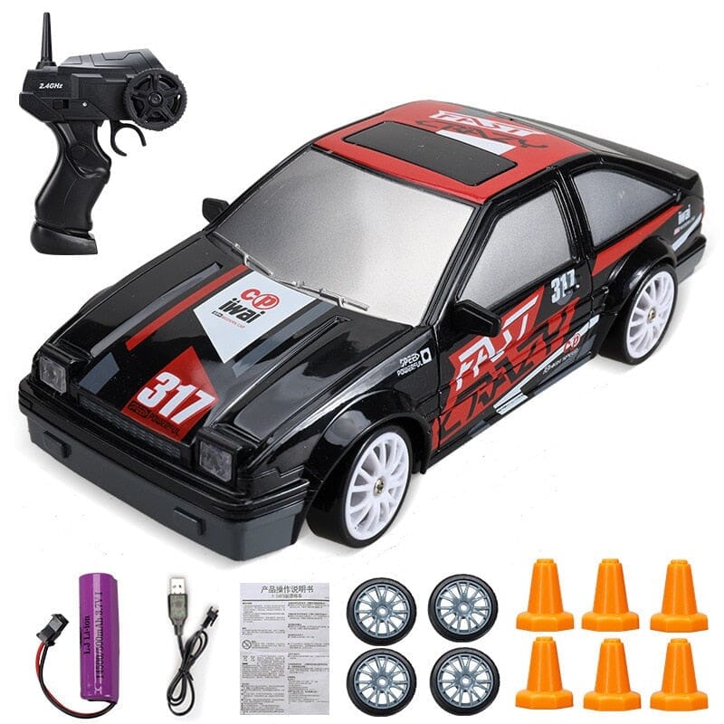 Carro de Controle Remoto de Drift - Brinquedo Elétrico Conexão Shop Carrinho de Drift Honda Preto 