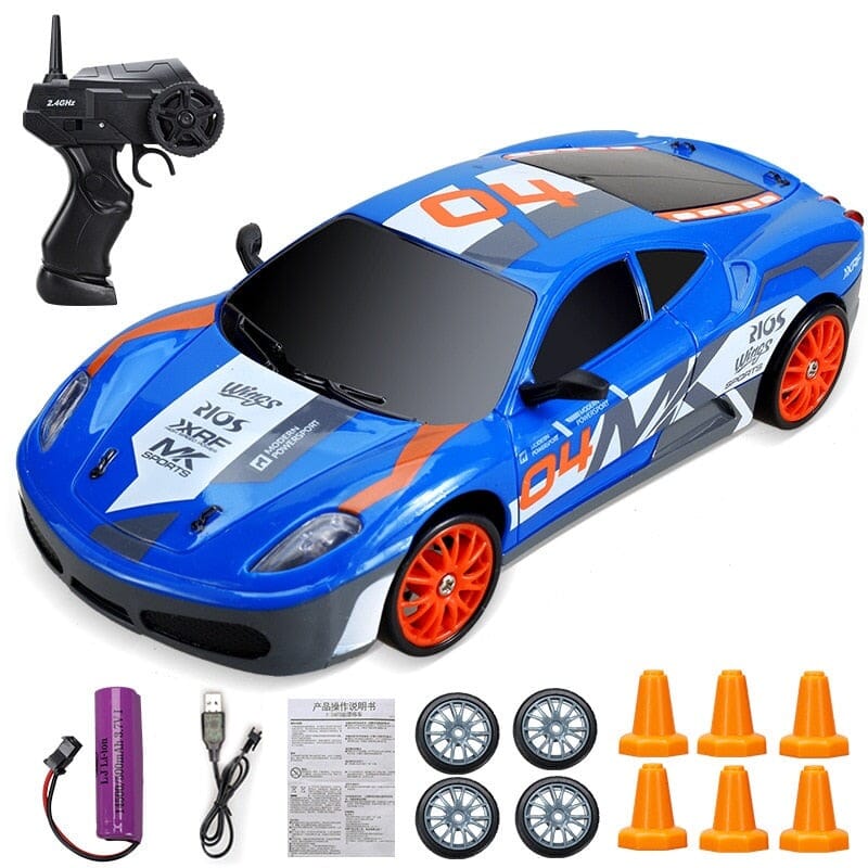 Carro de Controle Remoto de Drift - Brinquedo Elétrico Conexão Shop Carrinho de Drift Ferrari Azul 