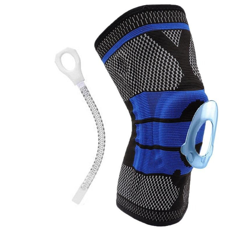 Joelheira Ortopédica de Compressão e Proteção da Patela Gel Conexão Shop Preto com Azul 49 - 56 cm 