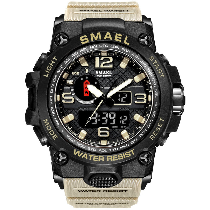 Relógio Smael Militar S-Shock Extreme 1545 Sport Conexão Shop Kahki 