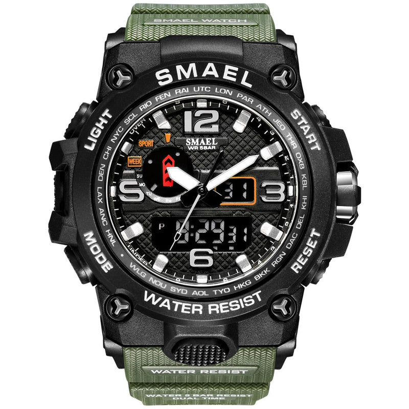 Relógio Smael Militar S-Shock Extreme 1545 Sport Conexão Shop Exército Verde 