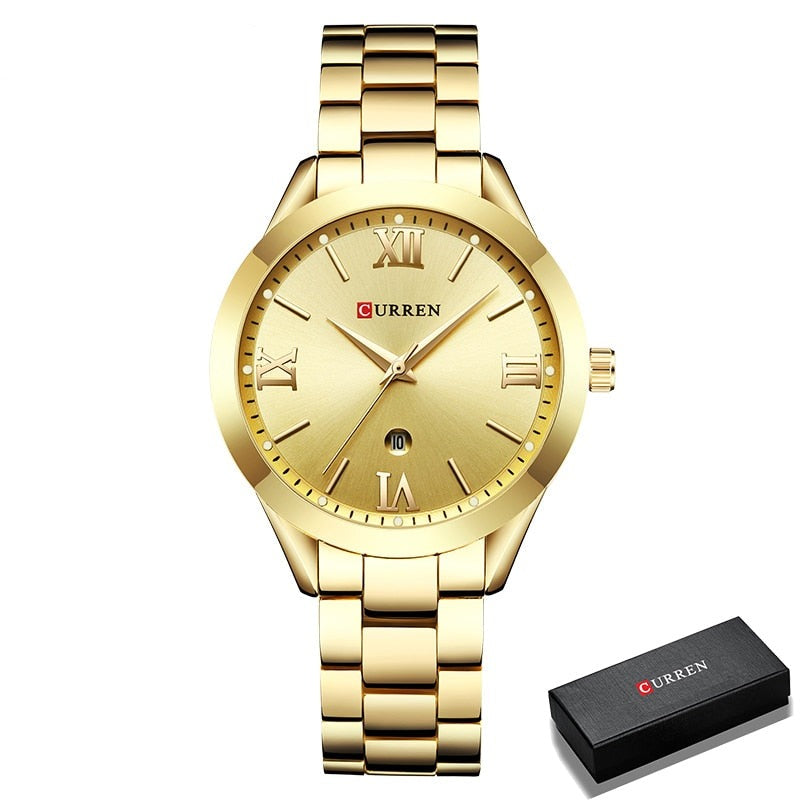 Relógio Curren Feminino 9007 Original Conexão Shop Dourado 