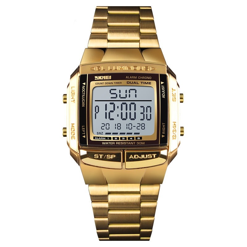 Relógio SKMEI Militar Esportivo Masculino Digital Conexão Shop Dourado 