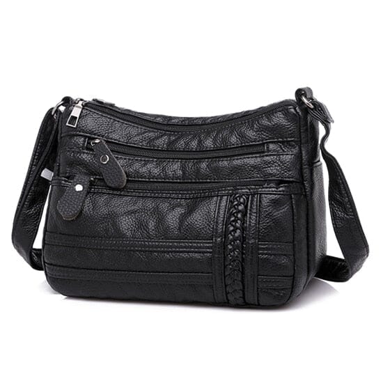 Bolsa de Ombro Feminina Couro - Bolsa Crossbody Conexão Shop Bolsa de Ombro Preta 