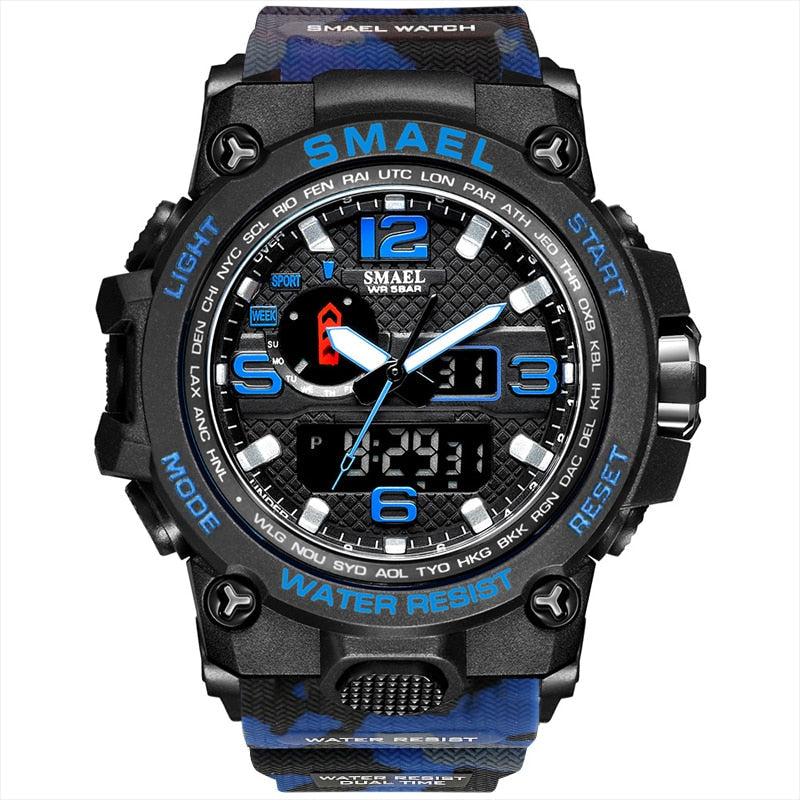 Relógio Smael Militar S-Shock Extreme 1545 Sport Conexão Shop Azul Militar 