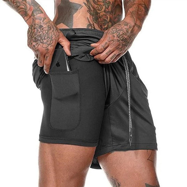 Short 2 em 1 Masculino Com Bolso - Bermuda De Corrida Conexão Shop 