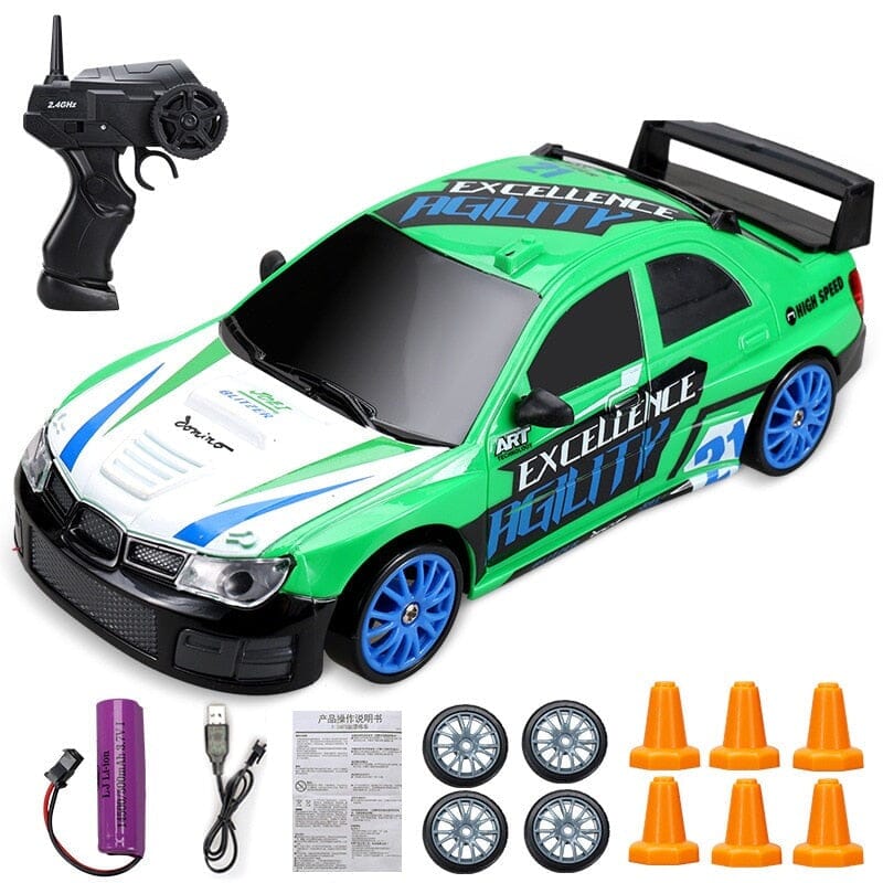 Carro de Controle Remoto de Drift - Brinquedo Elétrico Conexão Shop Carrinho de Drift Verde 