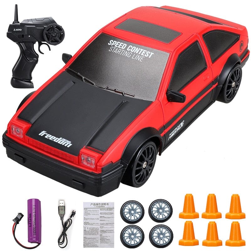 Carro de Controle Remoto de Drift - Brinquedo Elétrico Conexão Shop Carrinho de Drift AE86 Vermelho 