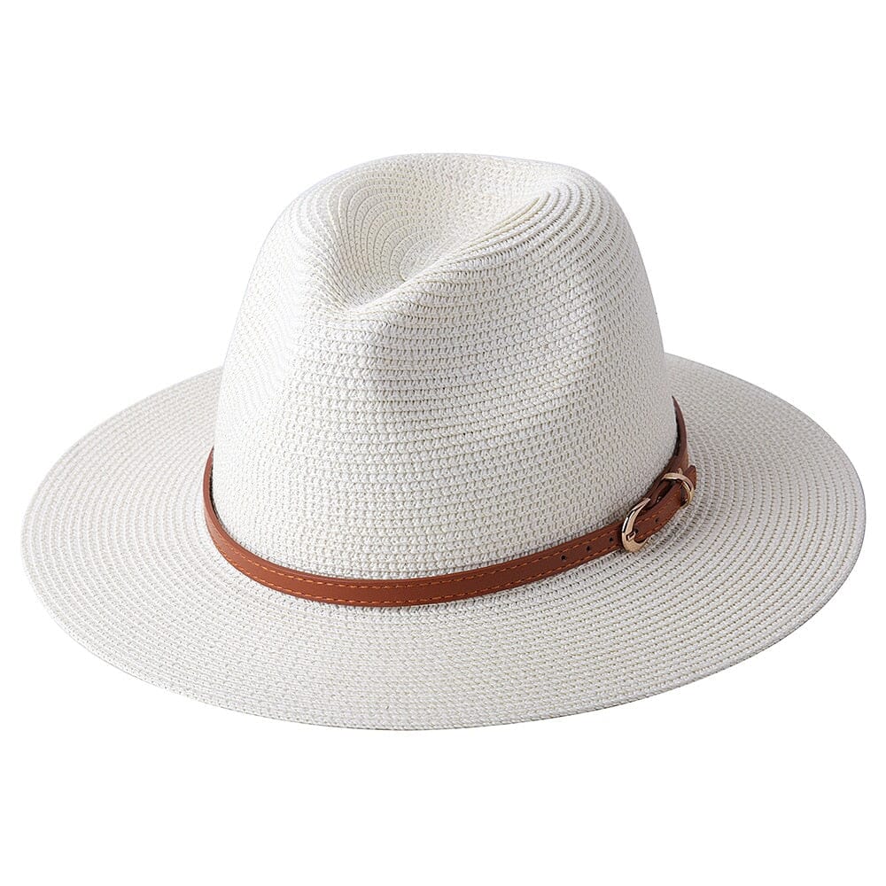 Chapéu Panamá Feminino Com Tira Simples De Palha Premium Conexão Shop Chapéu Panamá Branco Leite Tira Simples 56-58cm 