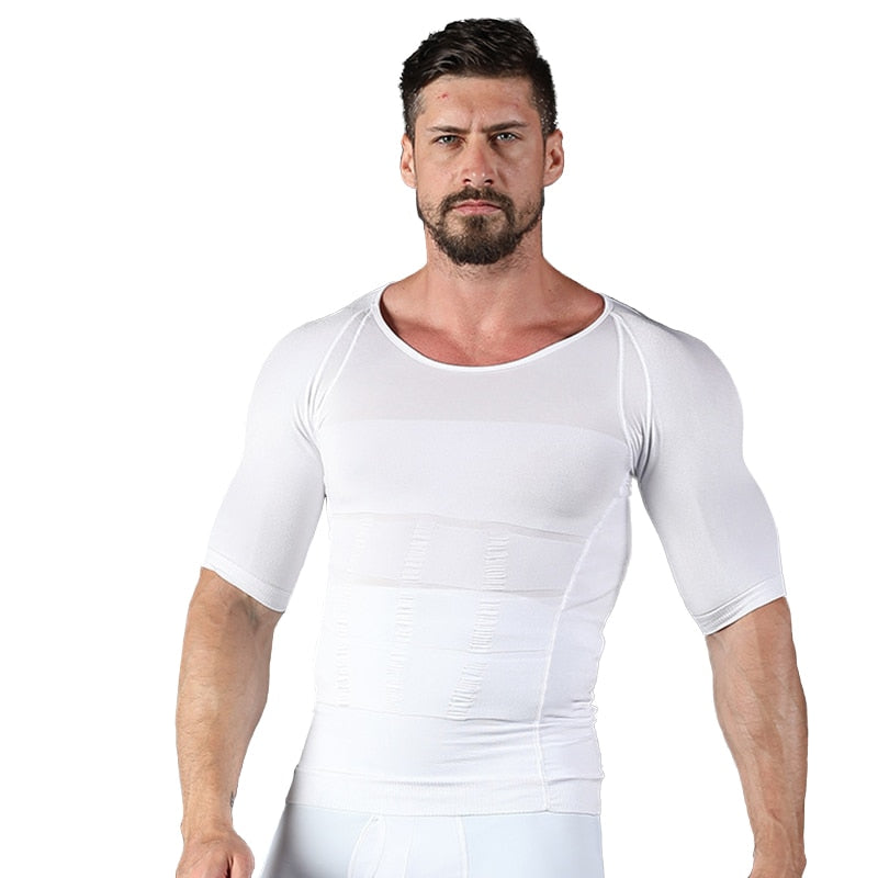 Camisa de Compressão Masculina Modeladora, Correção Postural Conexão Shop Branco com Manga P 