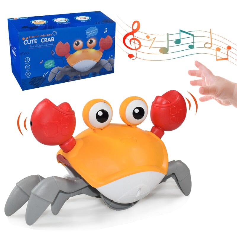 Caranguejo Brinquedo Musical Fujão Com Sensor de Obstáculos Conexão Shop Brinquedo Caranguejo Laranja 