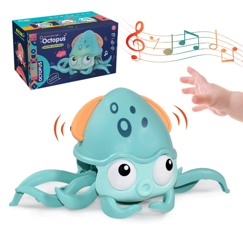 Caranguejo Brinquedo Musical Fujão Com Sensor de Obstáculos Conexão Shop Brinquedo Polvo Azul 