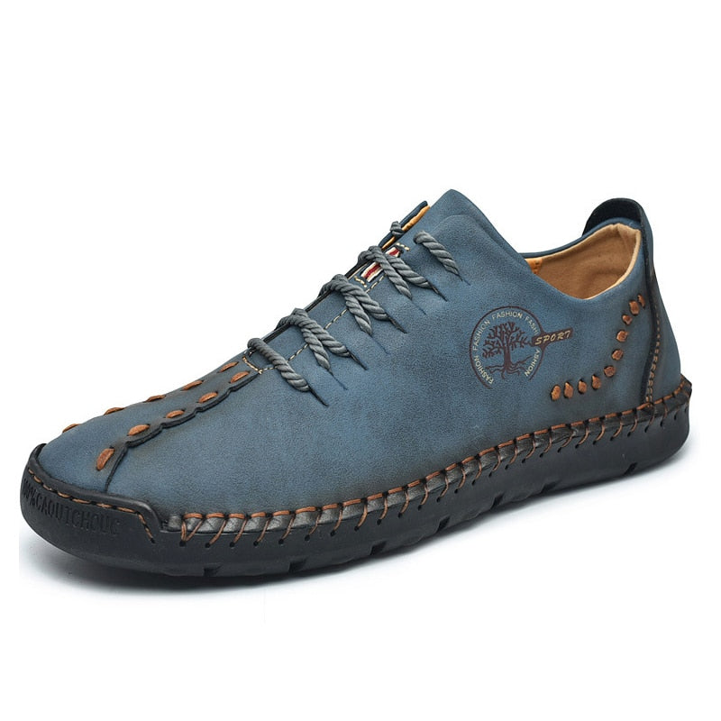 Mocassim Masculino Couro, Sapato de Couro Casual Conexão Shop Mocassim Masculino Couro Azul 35 