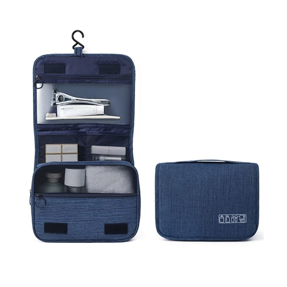 Bolsa de Maquiagem Necessaire Grande Dobrável Organizador Conexão Shop Bolsa de Maquiagem Dobrável Azul Escuro 