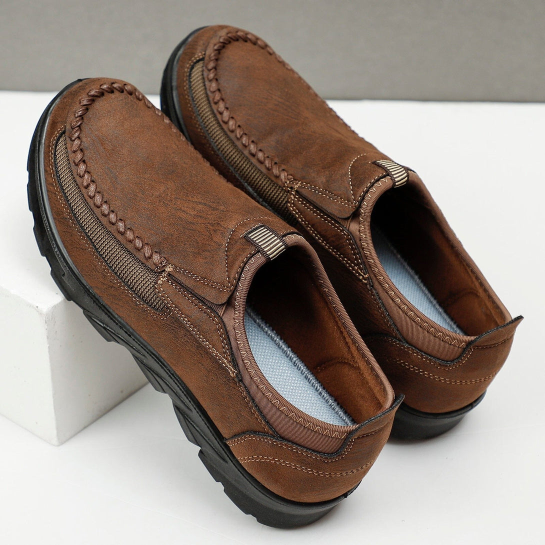 Mocassim Masculino de Couro - Sapato Casual ComfyMens Conexão Shop Mocassim Masculino de Couro Marrom Escuro 37 