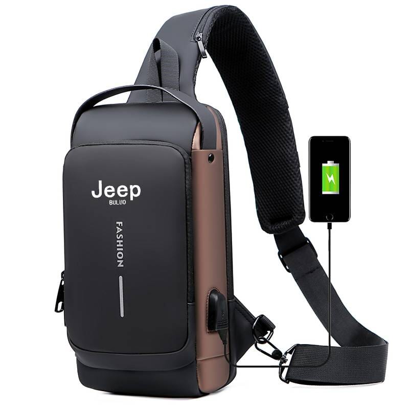 Bolsa Crossbody Masculina e Feminina - Bolsa de Ombro Conexão Shop Bolsa Crossbody Jeep Dourado com Preto 