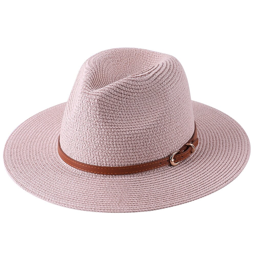 Chapéu Panamá Feminino Com Tira Simples De Palha Premium Conexão Shop Chapéu Panamá Rosa Tira Simples 56-58cm 