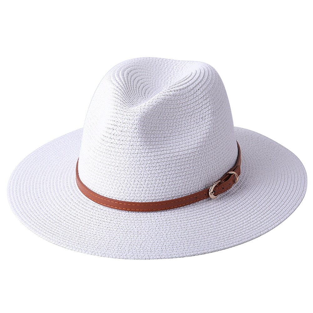 Chapéu Panamá Feminino Com Tira Simples De Palha Premium Conexão Shop Chapéu Panamá Branco Tira Simples 56-58cm 