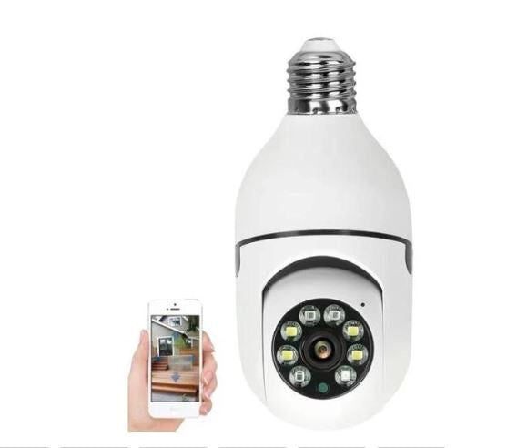 Câmera de Segurança 360 Graus Wifi Lâmpada Rotativa Conexão Shop 