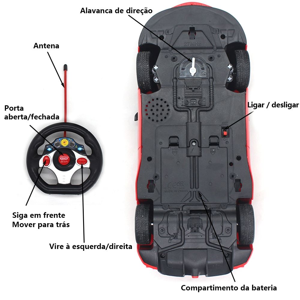 Carro de Controle Remoto Elétrico Grande - Abre As Portas Conexão Shop 