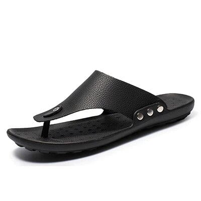 Chinelo de Couro Confortável Masculino - Antiderrapante Conexão Shop Chinelo de Couro Masculino Preto 37 